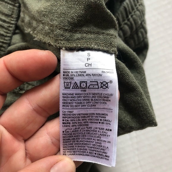 Army  Green Linen Blend Shorts - Picture 4 of 7